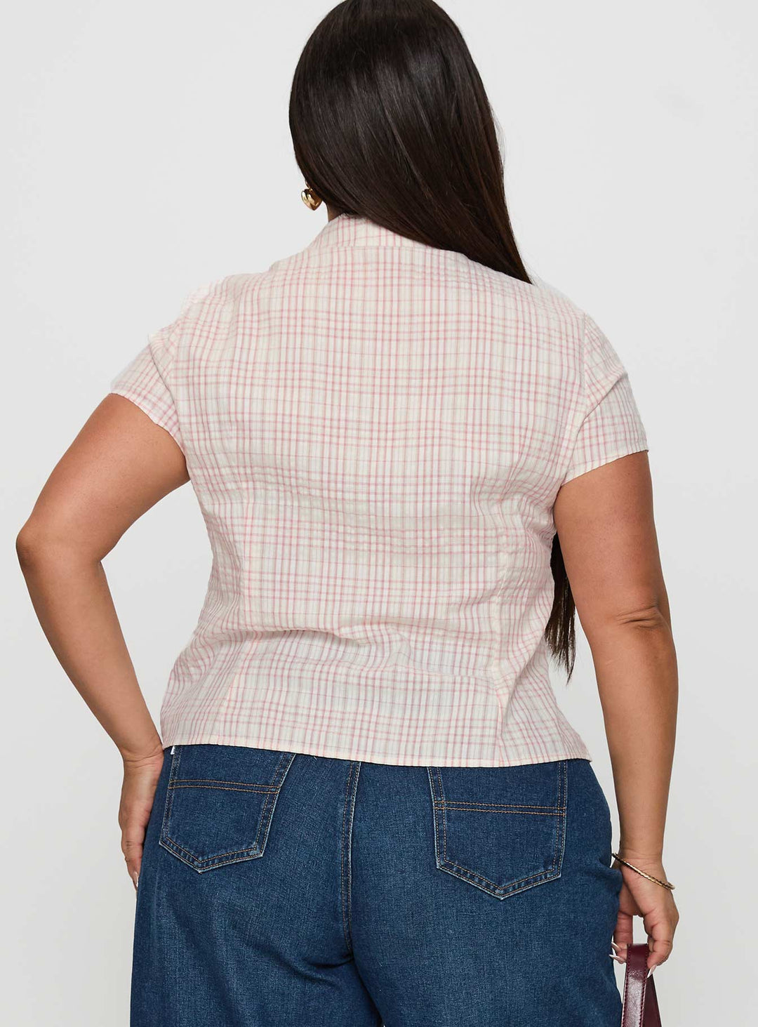 Cottesloe Blusentop Pink Check Curve
