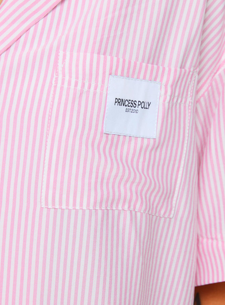 Frühaufsteher-Schlafshirt Rosa Streifen