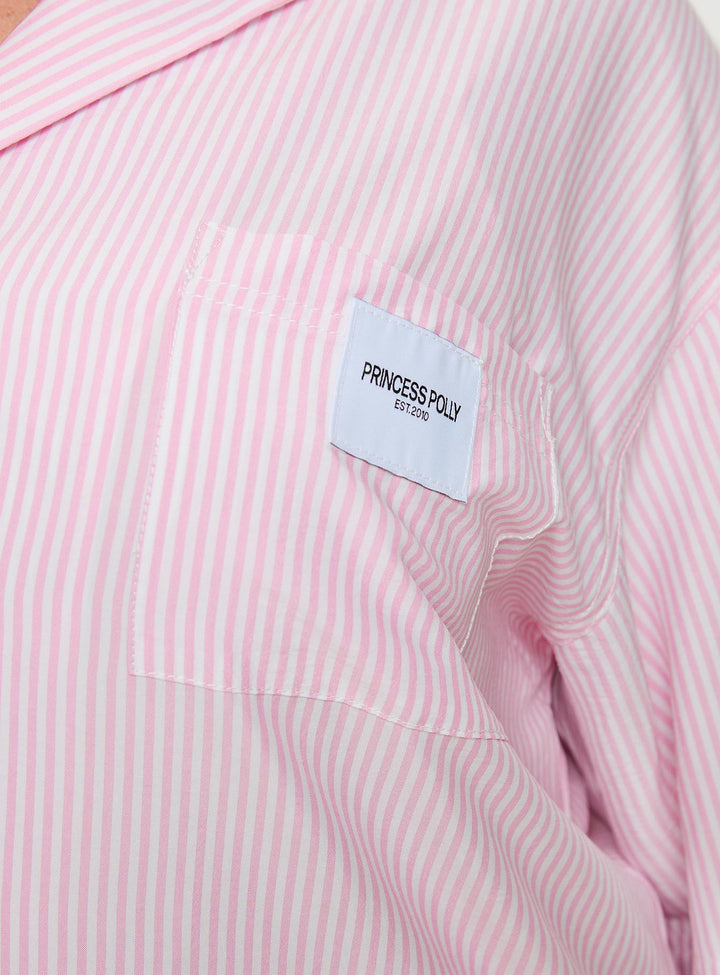 Frühaufsteher-Schlafshirt Pink Stripe Curve