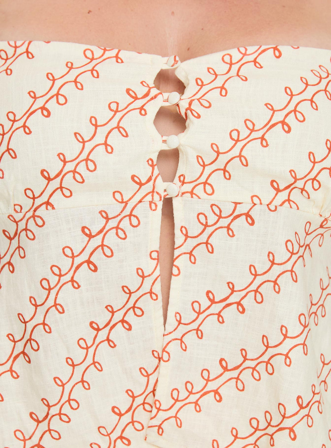 Passionsfrucht-Top aus Leinenmischung, Multi Curve