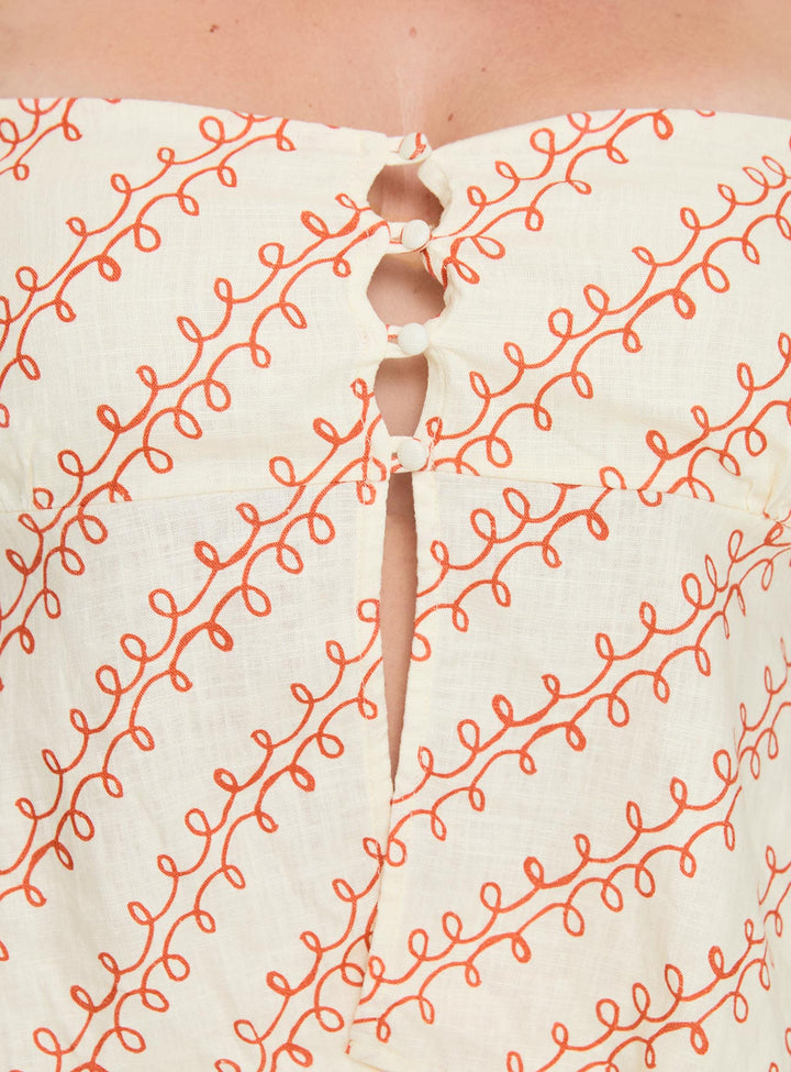 Passionsfrucht-Top aus Leinenmischung, Multi Curve