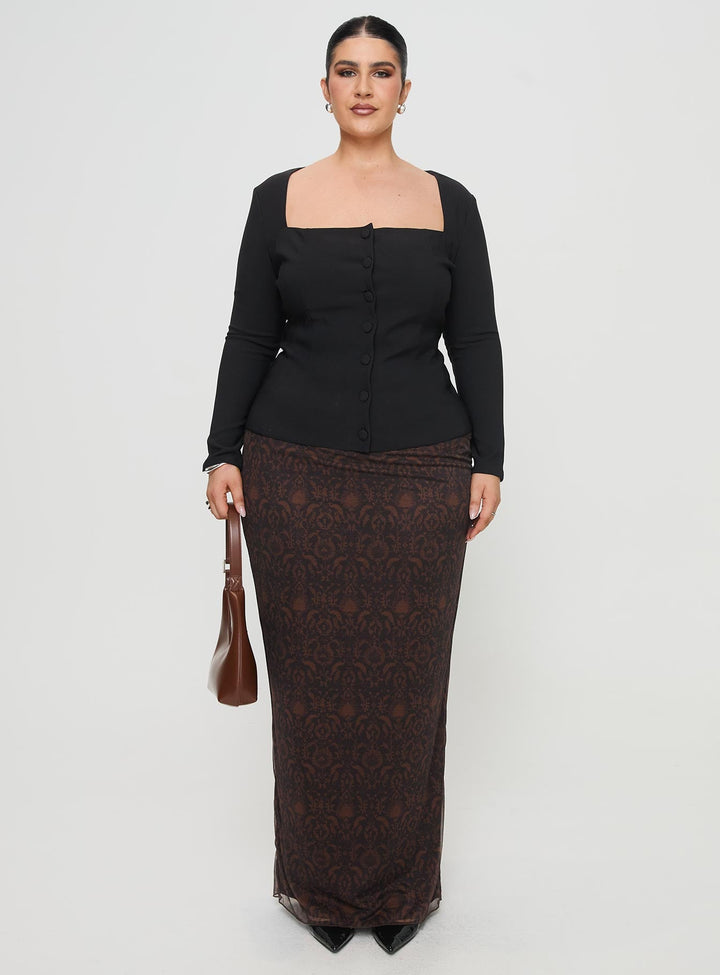 Gaskin Langarmshirt Schwarz Curve