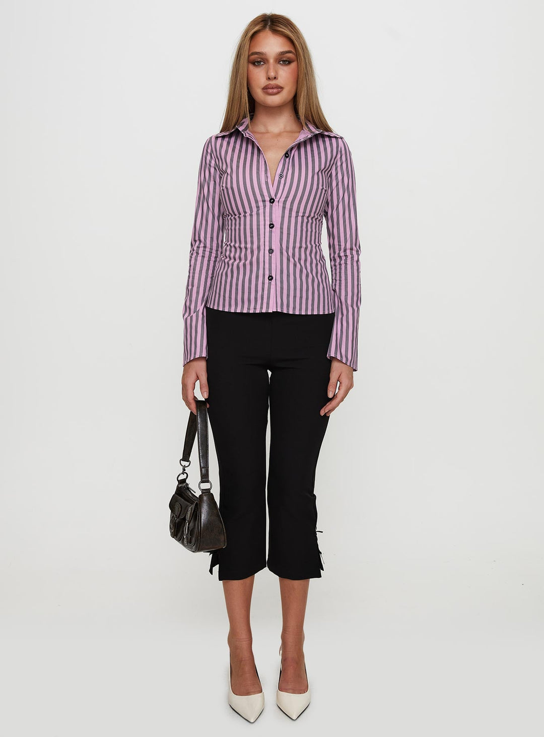 You Hear Me Long Sleeve Top Pink Stripe