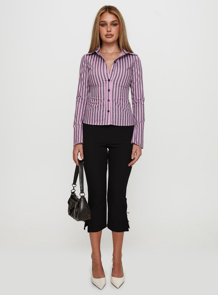 You Hear Me Long Sleeve Top Pink Stripe