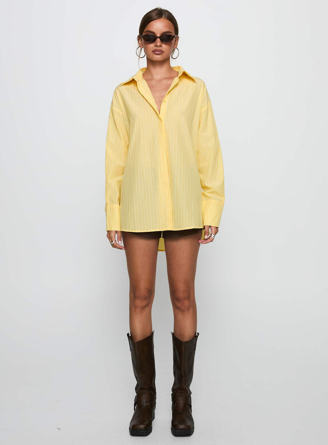Thousand Miles Oversize-Langarmshirt Gelb