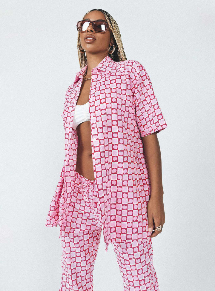 Motel Michita Hemd Apfelkaro Blush Red
