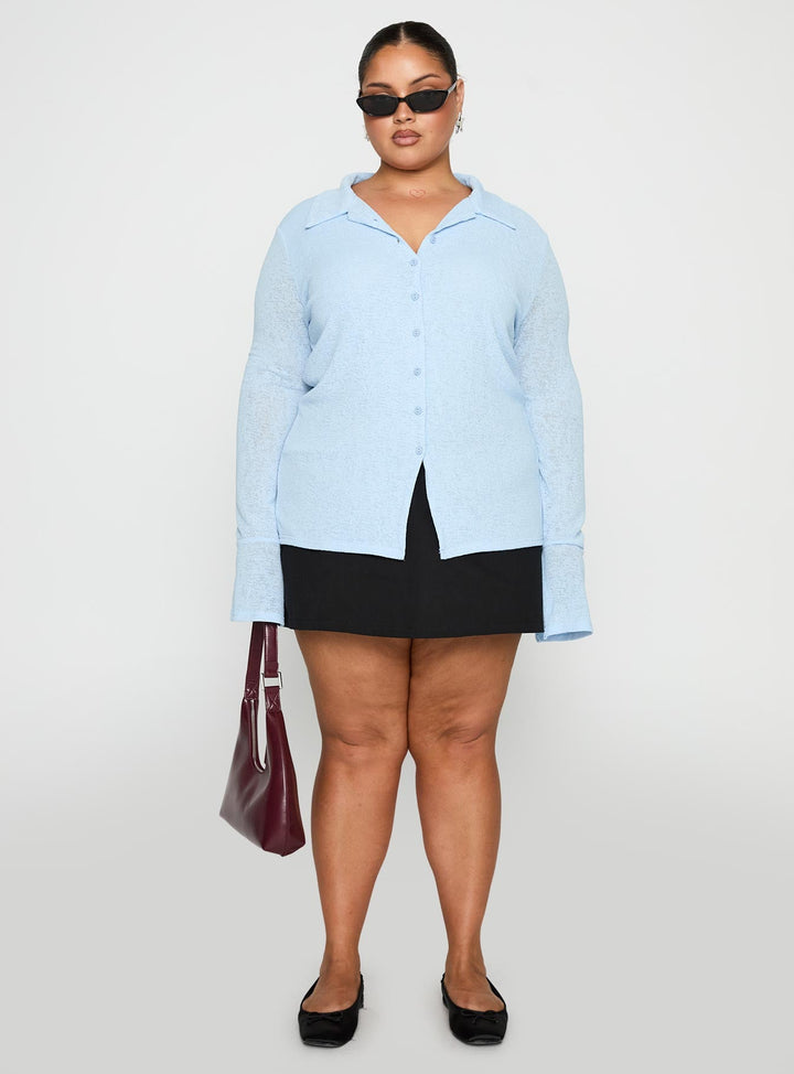 Finnean Langarmshirt Pale Blue Curve