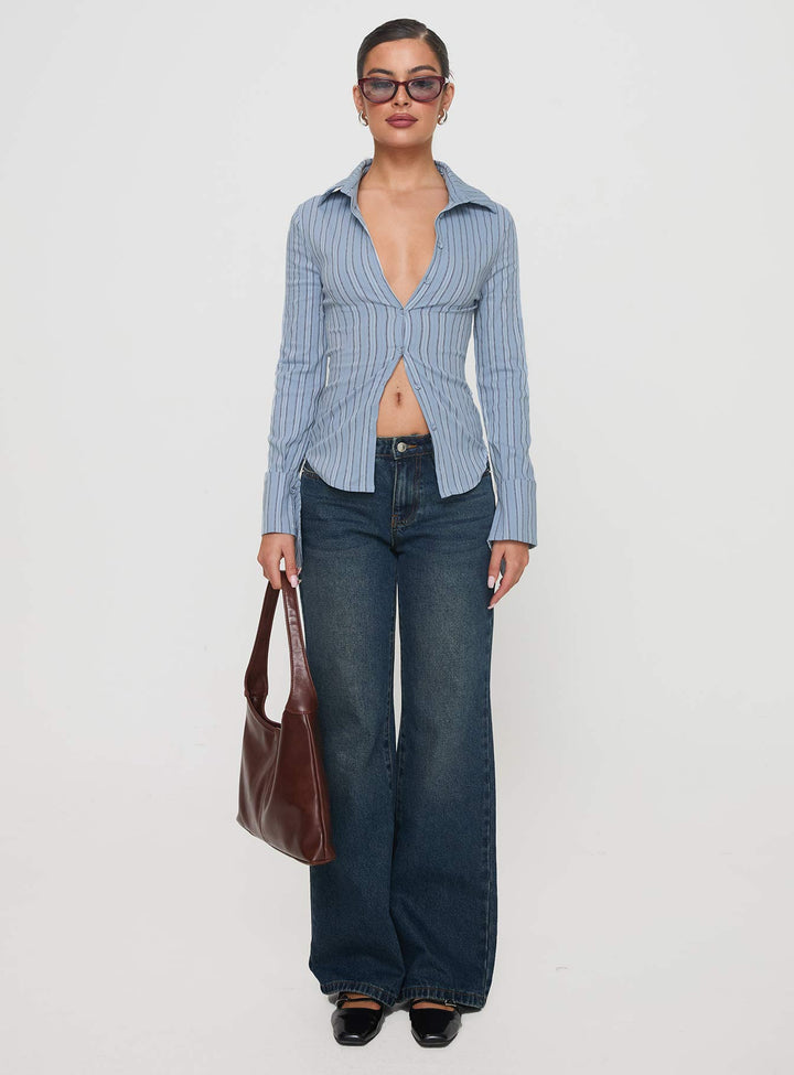 Madlin Langarmshirt Blau gestreift