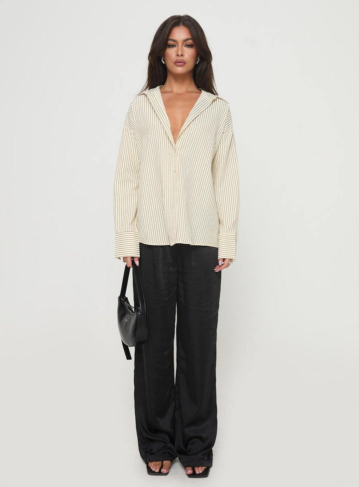 Mallin Hemd Creme/Braun Streifen 
