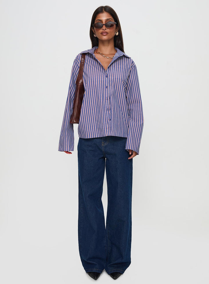 Trillian Long Sleeve Top Navy Stripe