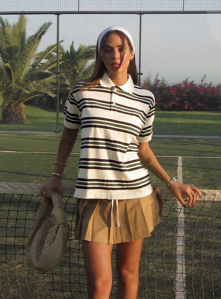 Freizeit-Poloshirt Elfenbein-Moos