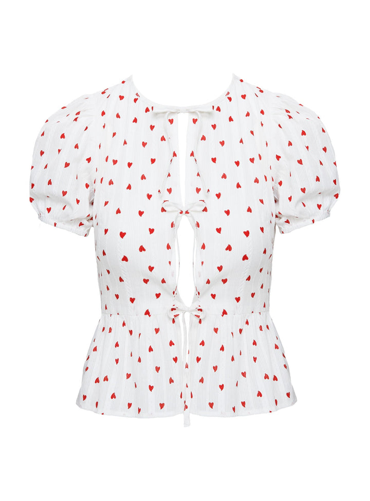 Lucky In Love Fliege Top Weiß / Rot